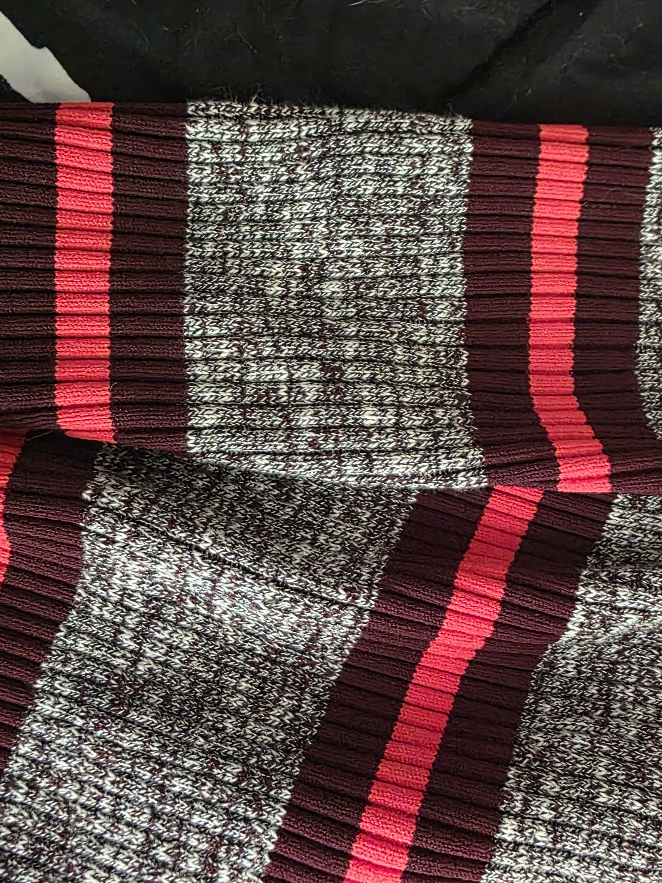 Proenza Schouler Marled Gray And Burgundy Knit Top With Red Stripe